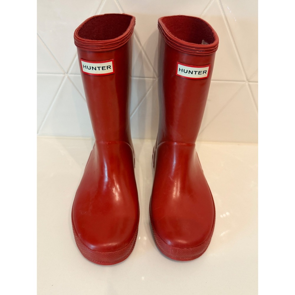 Hunter Kids First Classic Red Rain Boots Waterproof Rubber Size 12 US 30/31 EU